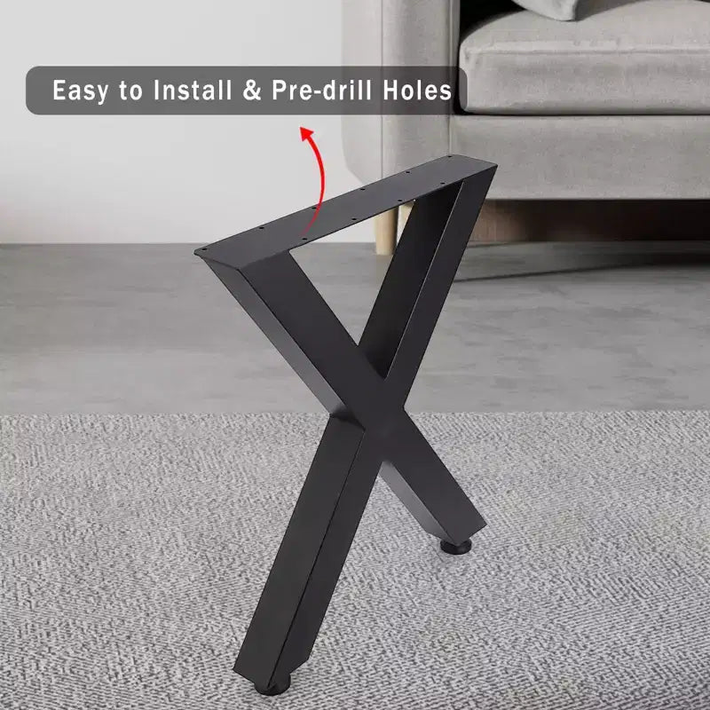 Gambe per tavolo in metallo a X, set da 2 – Acciaio resistente, capacità 200 kg, piedini regolabili, verniciatura a polvere nera