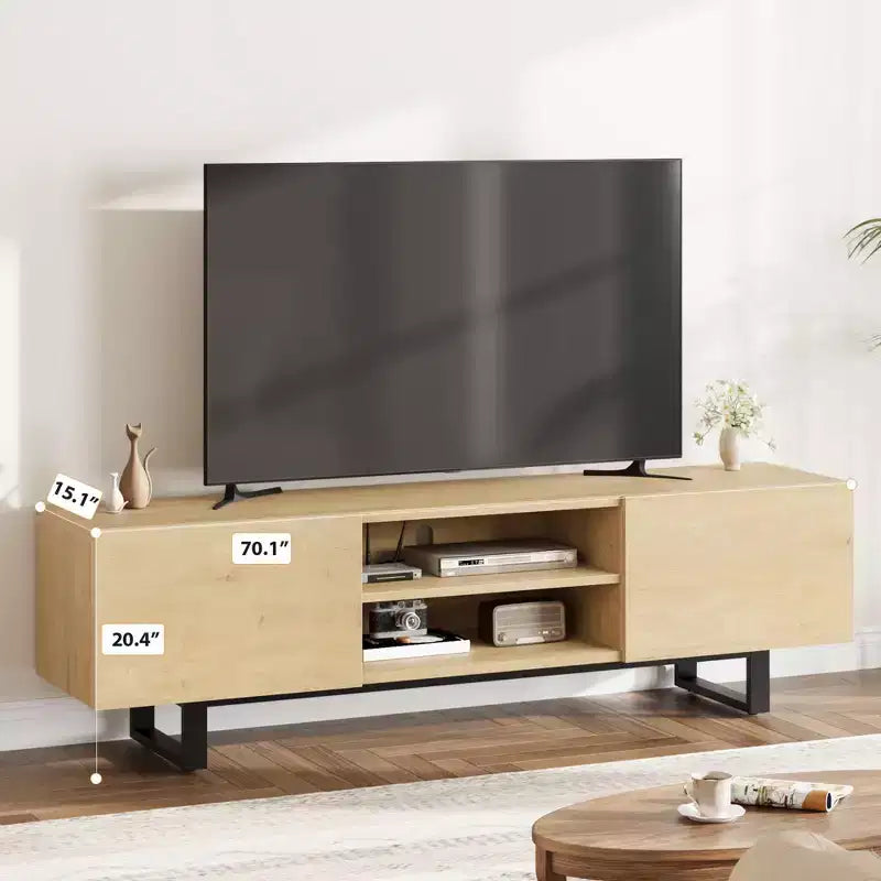 Mobile TV per televisori fino a 80 pollici con 4 cassetti, mobile multimediale in stile industriale