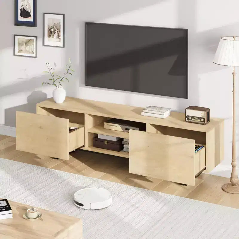 Mobile TV per televisori fino a 80 pollici con 4 cassetti, mobile multimediale in stile industriale