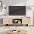 Industrial TV Stand for 80 Inch, Modern Entertainment Center with 2 Drawers, Wooden Media Cabinet
