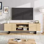 Industrial TV Stand for 80 Inch, Modern Entertainment Center with 2 Drawers, Wooden Media Cabinet