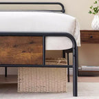 Telaio Letto Matrimoniale Queen Size con Testiera in Legno e Doghe Metalliche