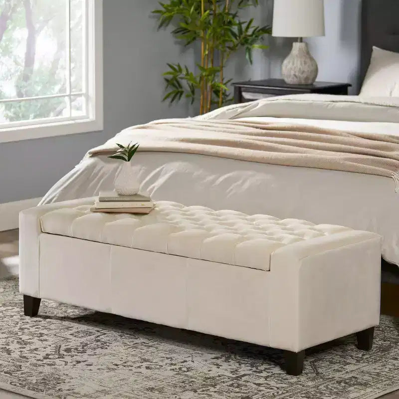 TUYOHW Upholstered Bench with Soft Cushion, Modern Bench for Living Room and Bedroom, Comfortable Bench for Adults