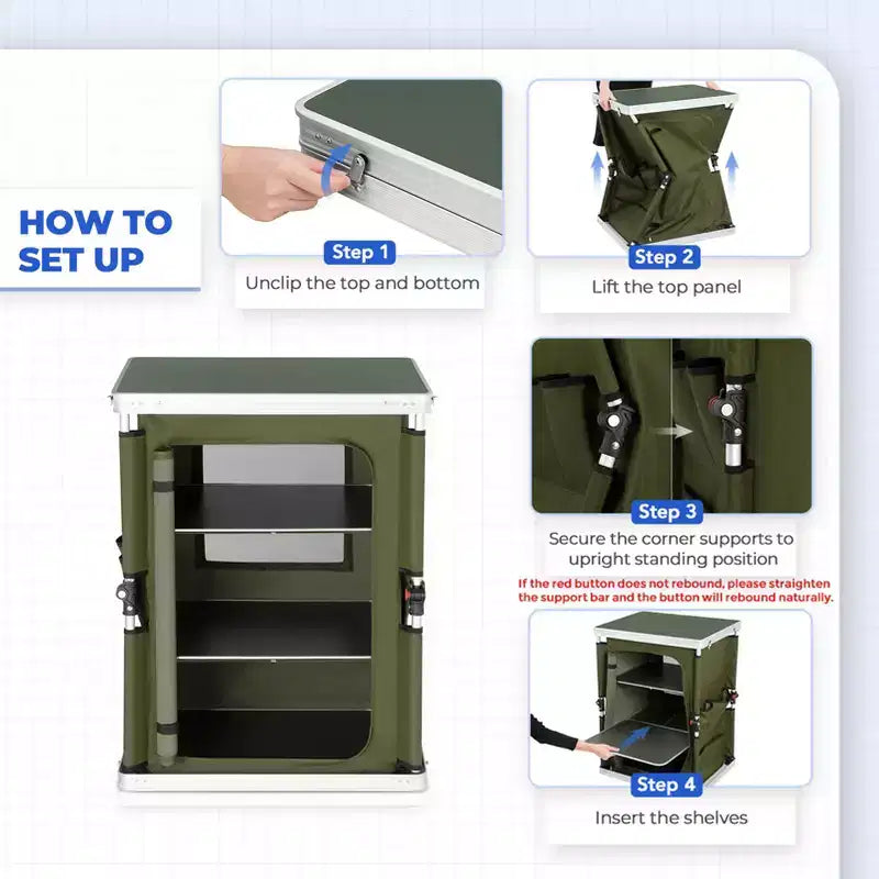 Tavolo da campeggio pieghevole da esterno con organizer portaoggetti