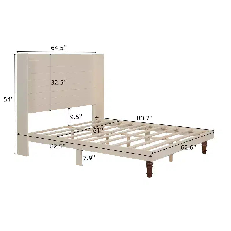 Struttura letto a piattaforma in legno con testiera alta 54 pollici