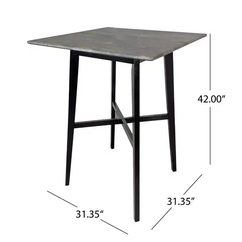 Tavolo da pranzo alto con gambe in legno di gomma per piccoli spazi