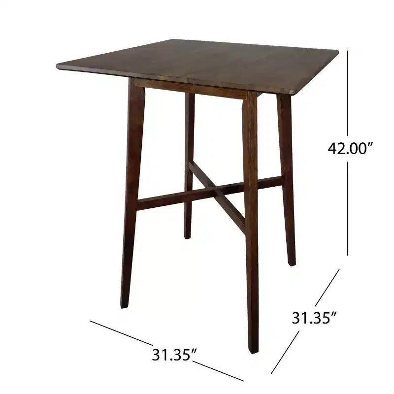 Tavolo da pranzo alto con gambe in legno di gomma per piccoli spazi