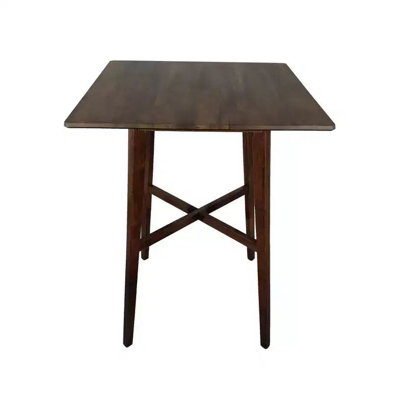 Tavolo da pranzo alto con gambe in legno di gomma per piccoli spazi