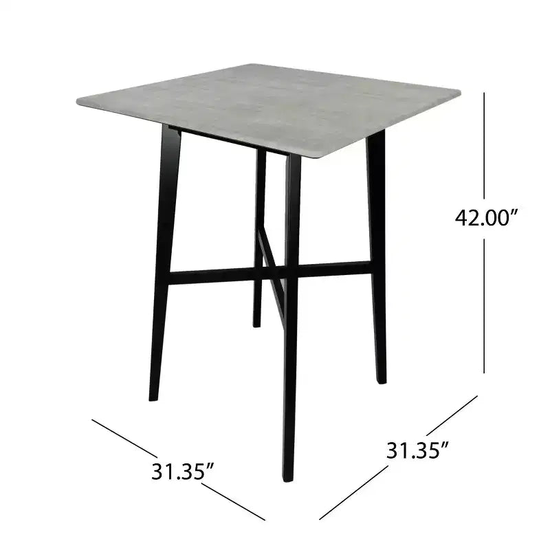 Tavolo da pranzo alto con gambe in legno di gomma per piccoli spazi
