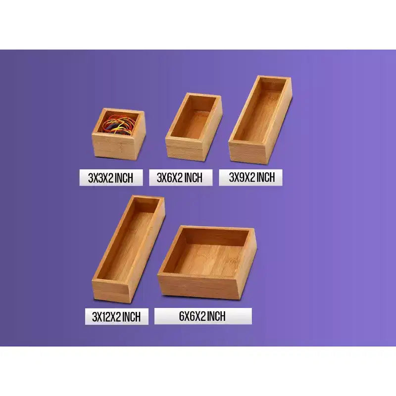 Scatola organizer per cassetti in bambù – Confezione da 12