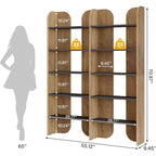 Scaffale a 5 ripiani doppio, alto 180 cm, con ripiani aperti per ufficio e soggiorno