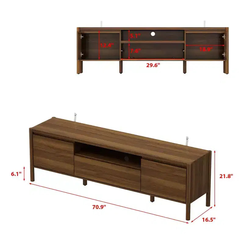 Mobile TV Moderno Minimalista con Gambe in Legno Massello e Vano Contenitore