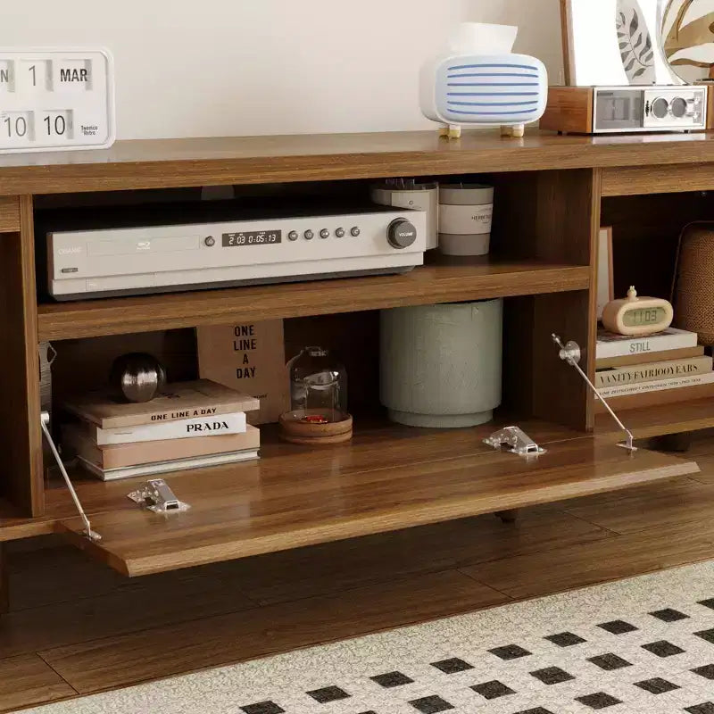Mobile TV Moderno Minimalista con Gambe in Legno Massello e Vano Contenitore