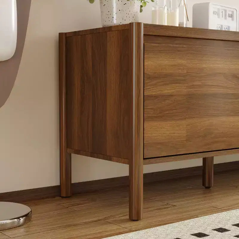 Mobile TV Moderno Minimalista con Gambe in Legno Massello e Vano Contenitore