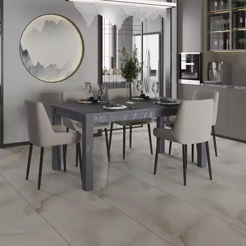 Tavolo da pranzo rettangolare da 160 cm con gambe in legno, 6 posti
