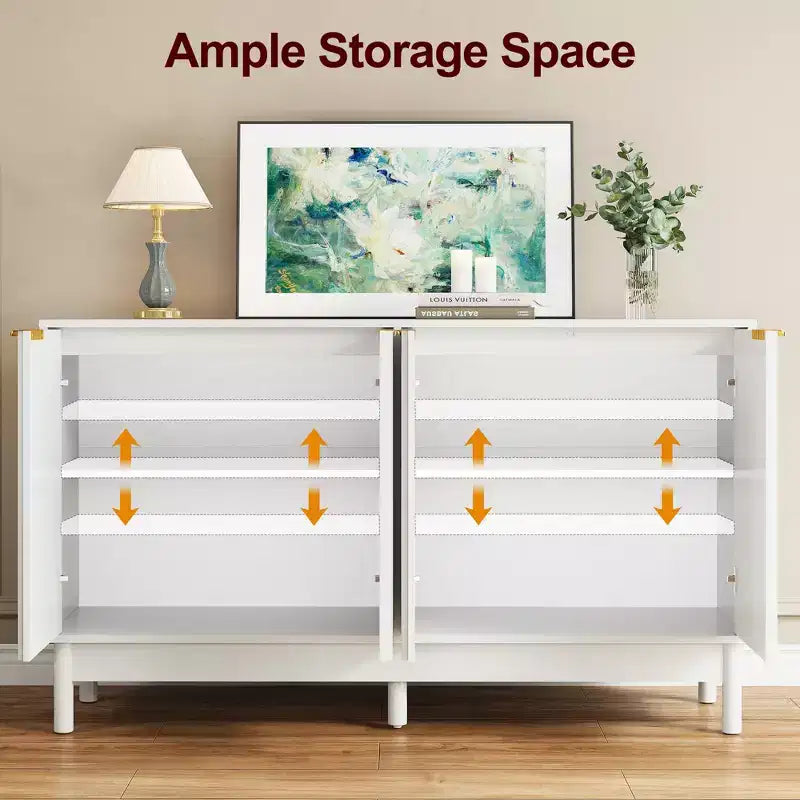 Buffet 55" con mobile contenitore – Credenza con ante e ripiani regolabili