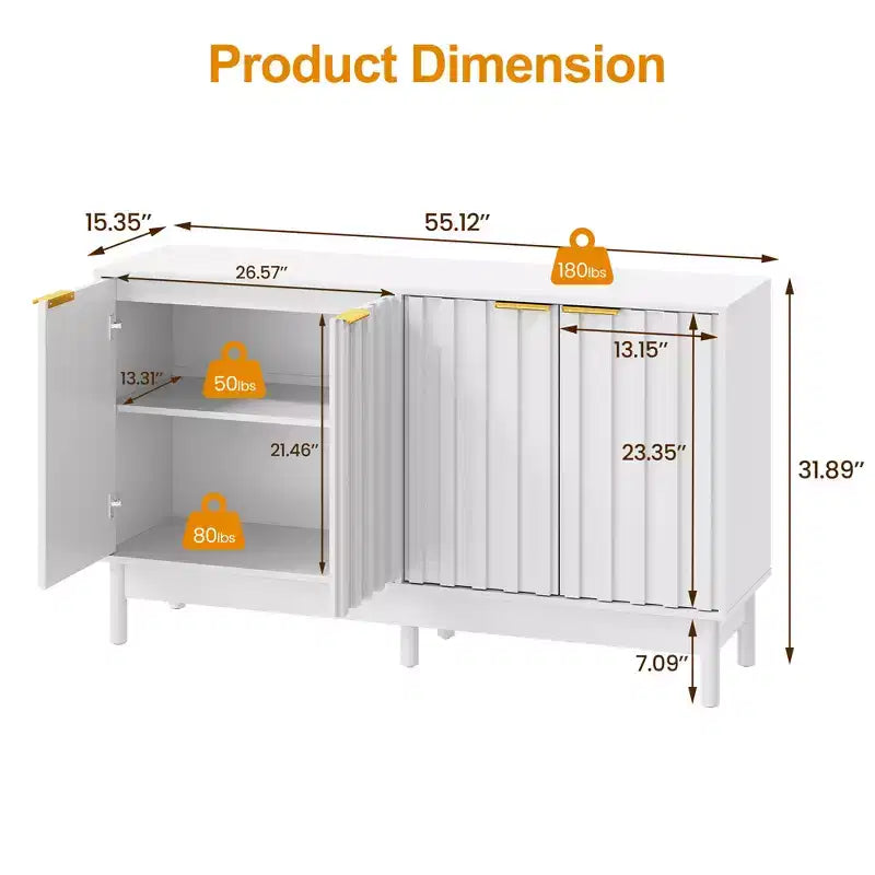 Buffet 55" con mobile contenitore – Credenza con ante e ripiani regolabili