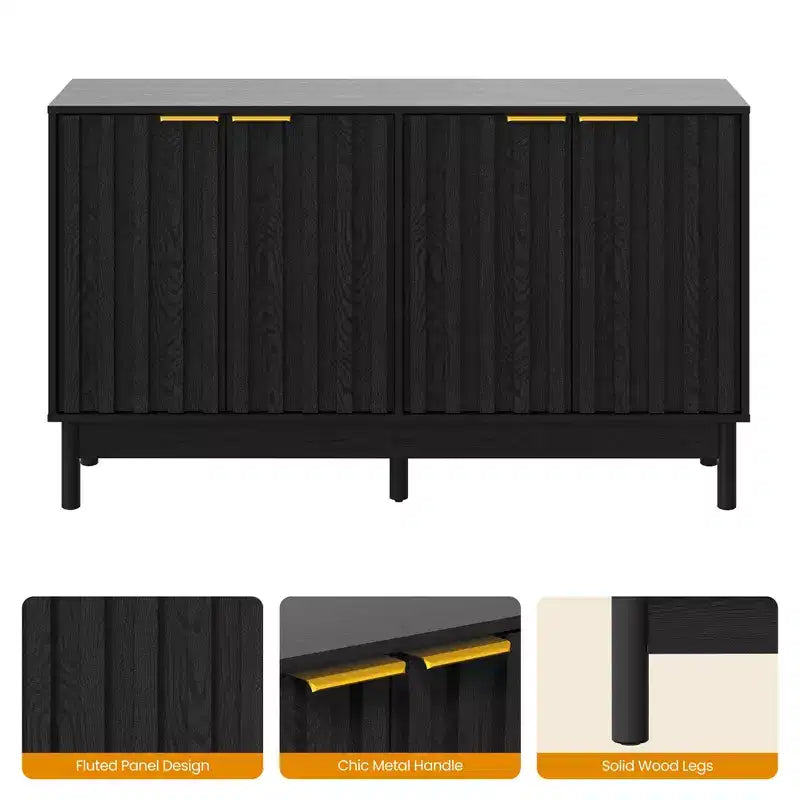 Buffet 55" con mobile contenitore – Credenza con ante e ripiani regolabili