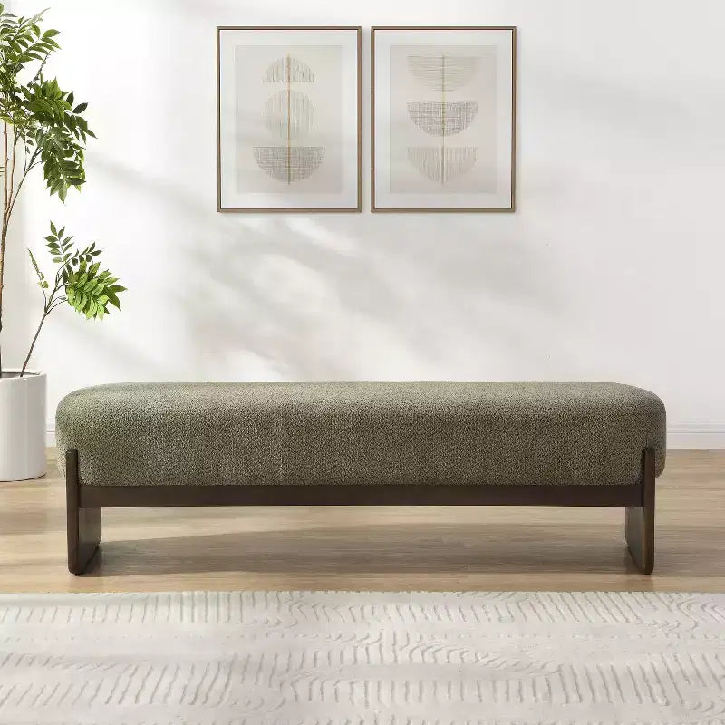 Christopher Knight Home Arabella 64 Modern Rubberwood Upholstered Loop Yarn Ottoman