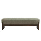 Pouf rivestito in filato bouclé da 64 pollici con gambe in legno di gomma