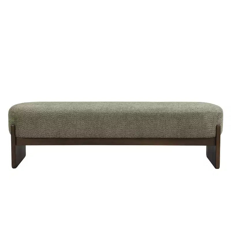 Pouf rivestito in filato bouclé da 64 pollici con gambe in legno di gomma