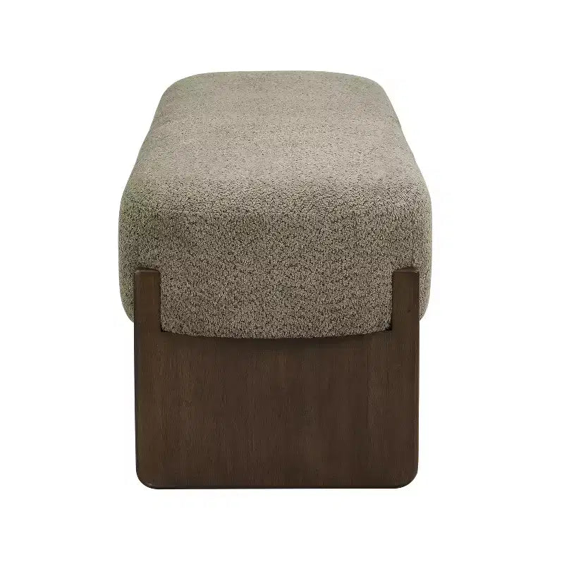 Pouf rivestito in filato bouclé da 64 pollici con gambe in legno di gomma
