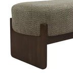 Pouf rivestito in filato bouclé da 64 pollici con gambe in legno di gomma