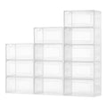 VEVOR Shoe Storage Boxes, 12 Pack Clear Stackable Shoe Boxes Storage Organizers with Magnetic Door, Fit up to US Size 13, Transparent White