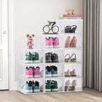 Scatole per scarpe impilabili trasparenti, confezione da 12 con sportello magnetico, adatte fino alla taglia US 13
