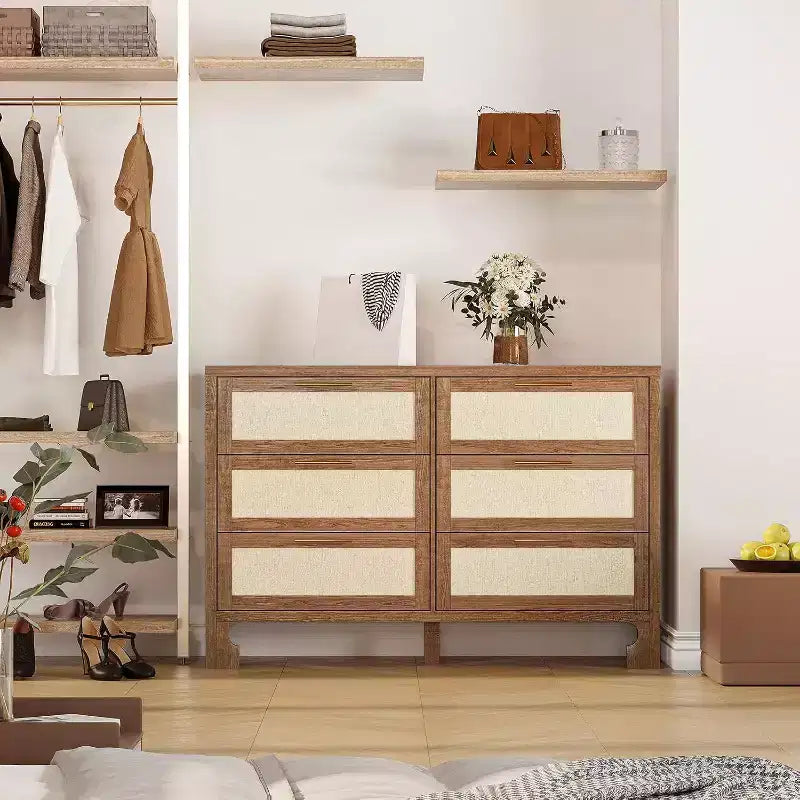 Cassettiera a 6 cassetti con gambe in legno – Stile Mid-Century