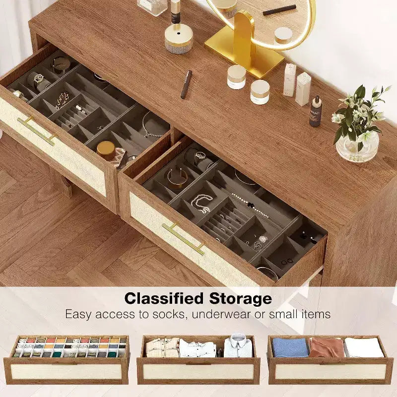 Cassettiera a 6 cassetti con gambe in legno – Stile Mid-Century