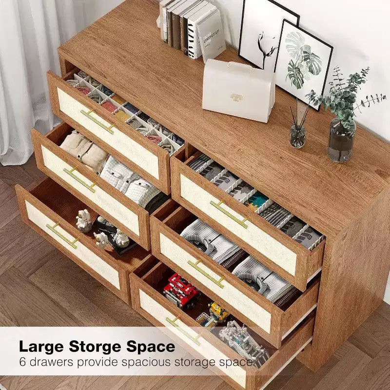 Cassettiera a 6 cassetti con gambe in legno – Stile Mid-Century