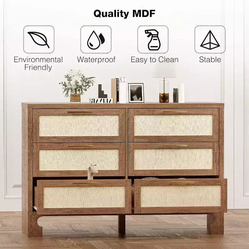 Cassettiera a 6 cassetti con gambe in legno – Stile Mid-Century