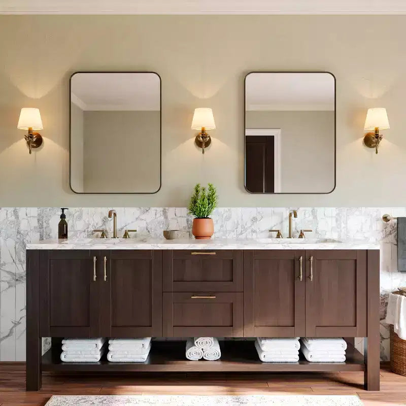 Specchio da parete rettangolare arrotondato 24x32 pollici con cornice in alluminio