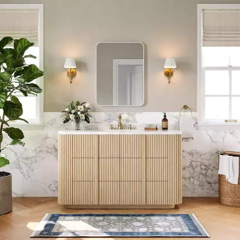 Specchio da parete rettangolare arrotondato 24x32 pollici con cornice in alluminio