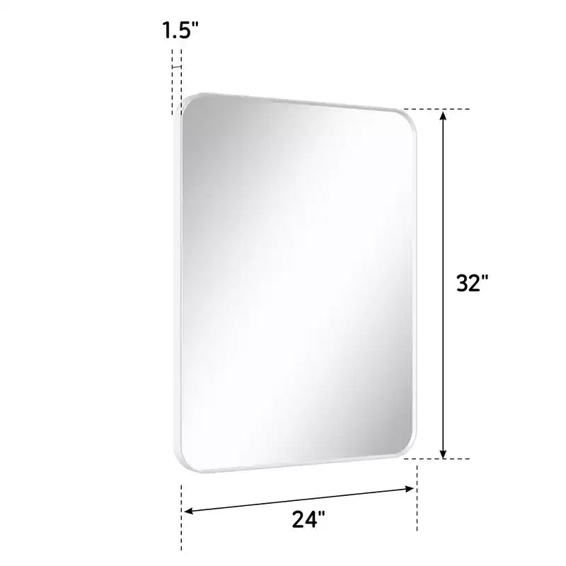 Specchio da parete rettangolare arrotondato 24x32 pollici con cornice in alluminio
