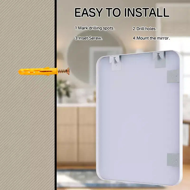 Specchio da parete rettangolare arrotondato 24x32 pollici con cornice in alluminio