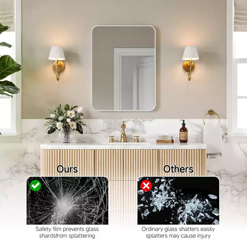 Specchio da parete rettangolare arrotondato 24x32 pollici con cornice in alluminio