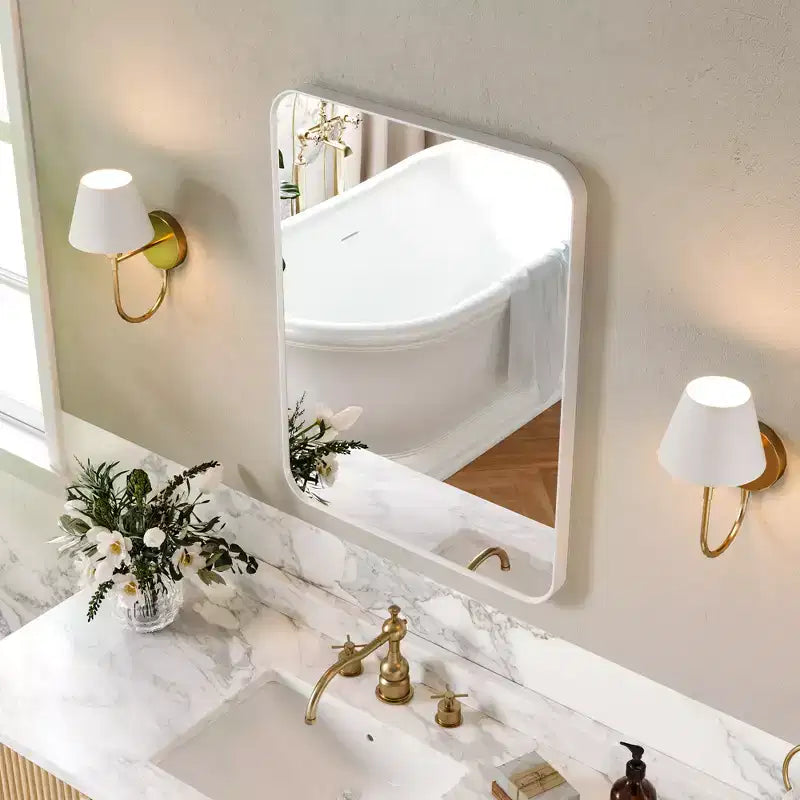 Specchio da parete rettangolare arrotondato 24x32 pollici con cornice in alluminio