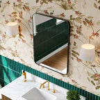 Specchio da parete rettangolare arrotondato 24x32 pollici con cornice in alluminio