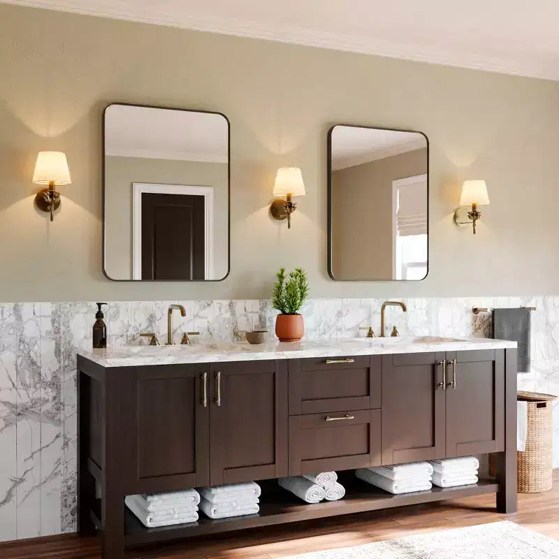 Specchio da parete rettangolare arrotondato 24x32 pollici con cornice in alluminio