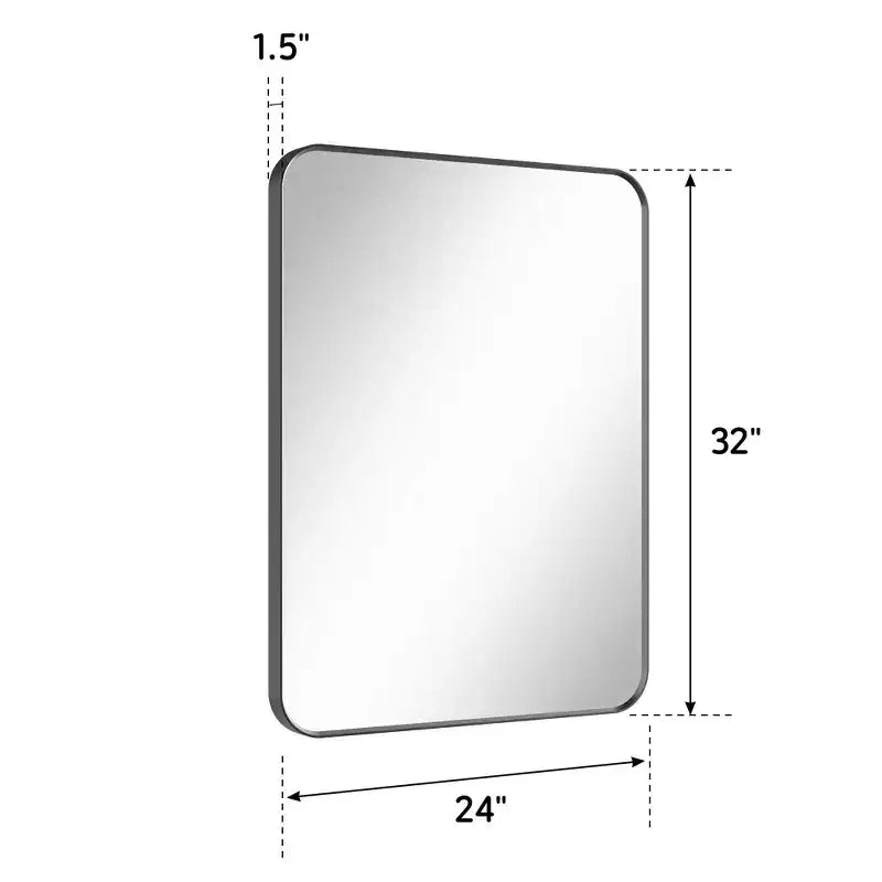 Specchio da parete rettangolare arrotondato 24x32 pollici con cornice in alluminio