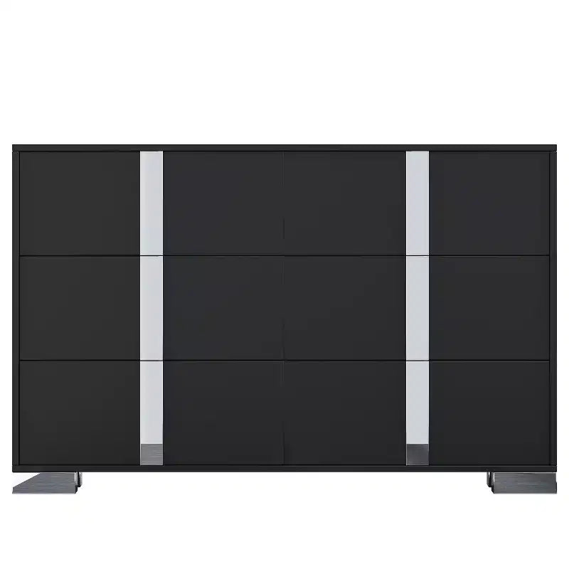 Cassettiera a 6 cassetti con maniglie e gambe a specchio, Comò in legno per camera da letto