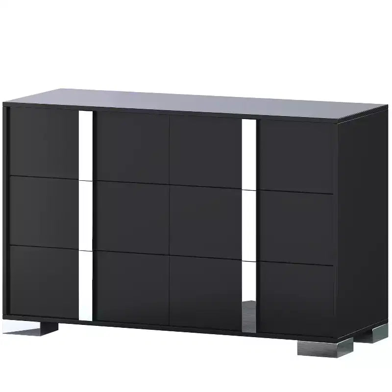 Cassettiera a 6 cassetti con maniglie e gambe a specchio, Comò in legno per camera da letto