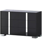 Cassettiera a 6 cassetti con maniglie e gambe a specchio, Comò in legno per camera da letto