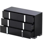 Cassettiera a 6 cassetti con maniglie e gambe a specchio, Comò in legno per camera da letto