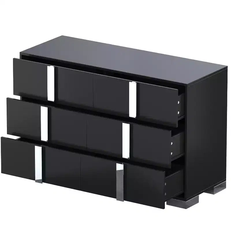 Cassettiera a 6 cassetti con maniglie e gambe a specchio, Comò in legno per camera da letto