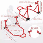 Cavalletto Solleva Moto Robusto con Ruote – Anteriore e Posteriore Regolabile, Capacità 385 kg