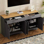Mobile TV da masseria con 2 cassetti per TV fino a 70 pollici, mobile credenza con venature del legno