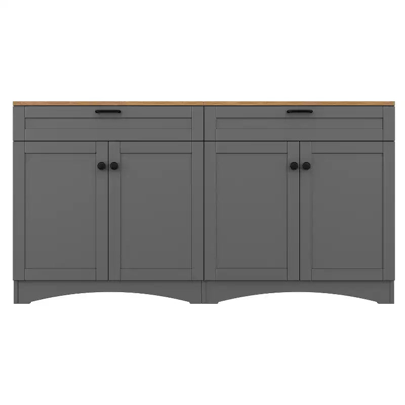 Mobile TV da masseria con 2 cassetti per TV fino a 70 pollici, mobile credenza con venature del legno